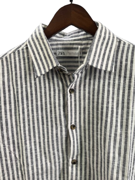Steel Blue Vertical Striped Cotton